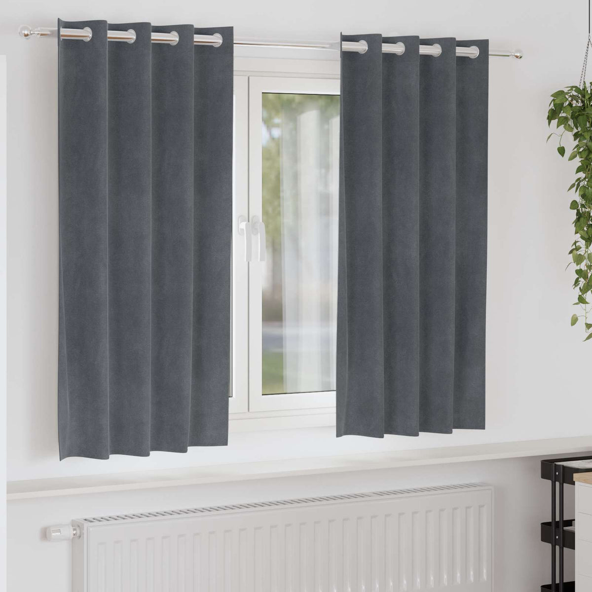 Gardiner 2 st Ljusgrå 140 x 175 cm Sammet