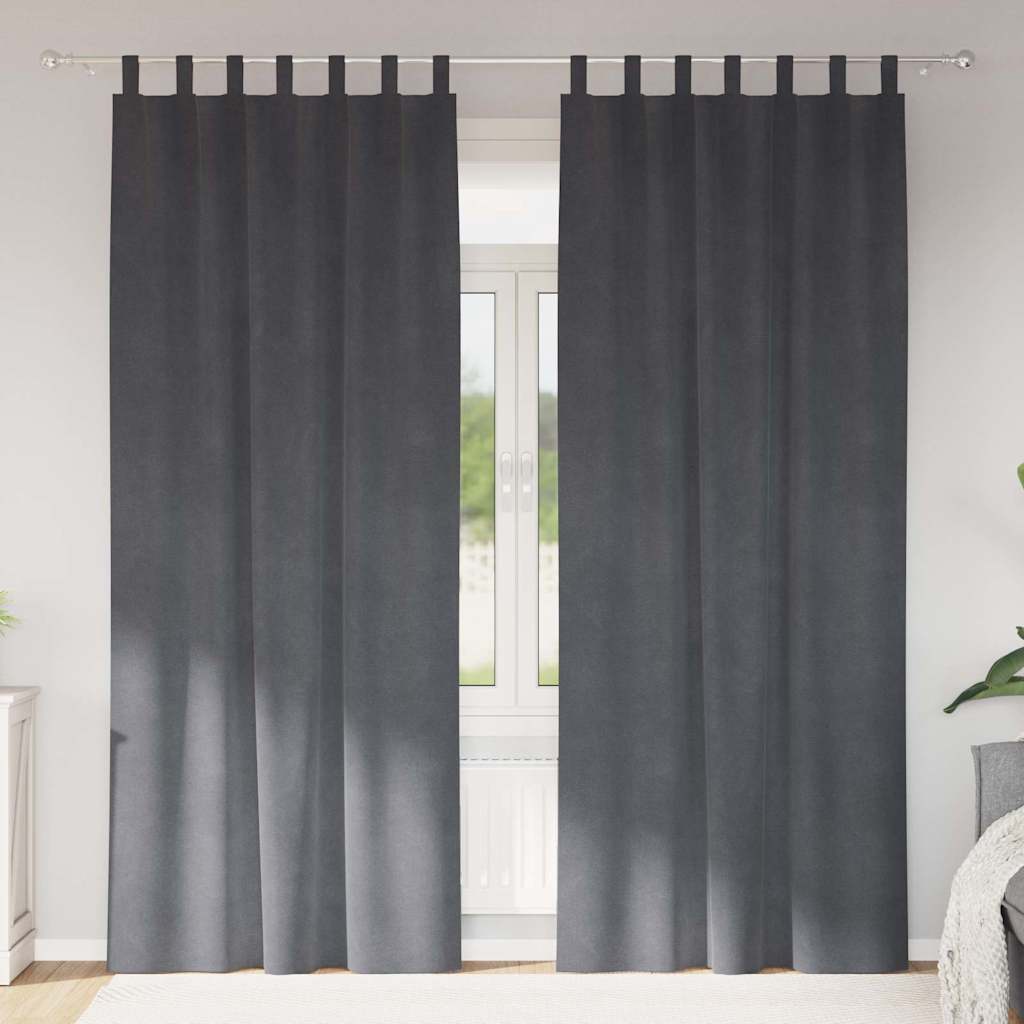 Gardiner 2 st Ljusgrå 140 x 245 cm Sammet