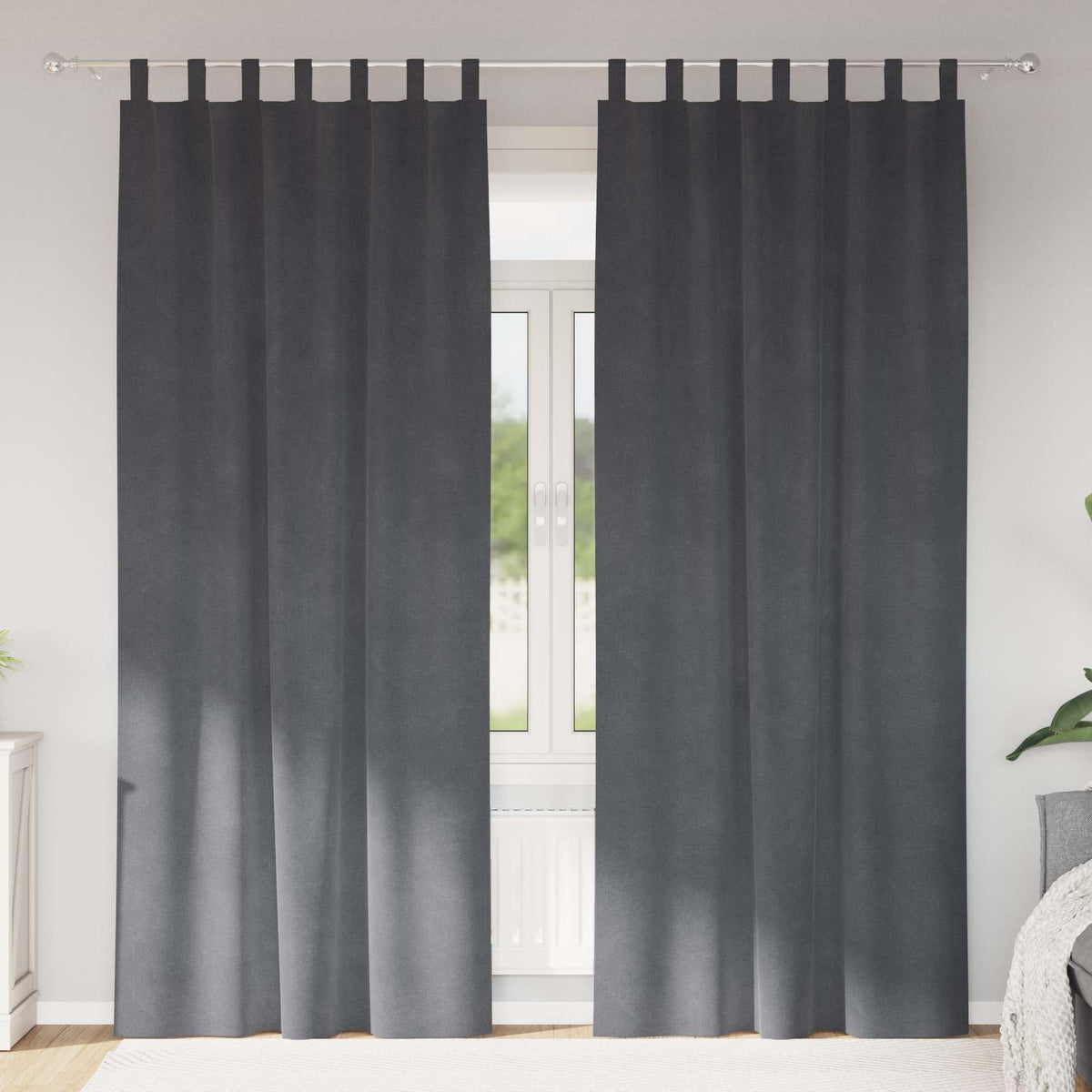 Gardiner 2 st Ljusgrå 140 x 260 cm Sammet
