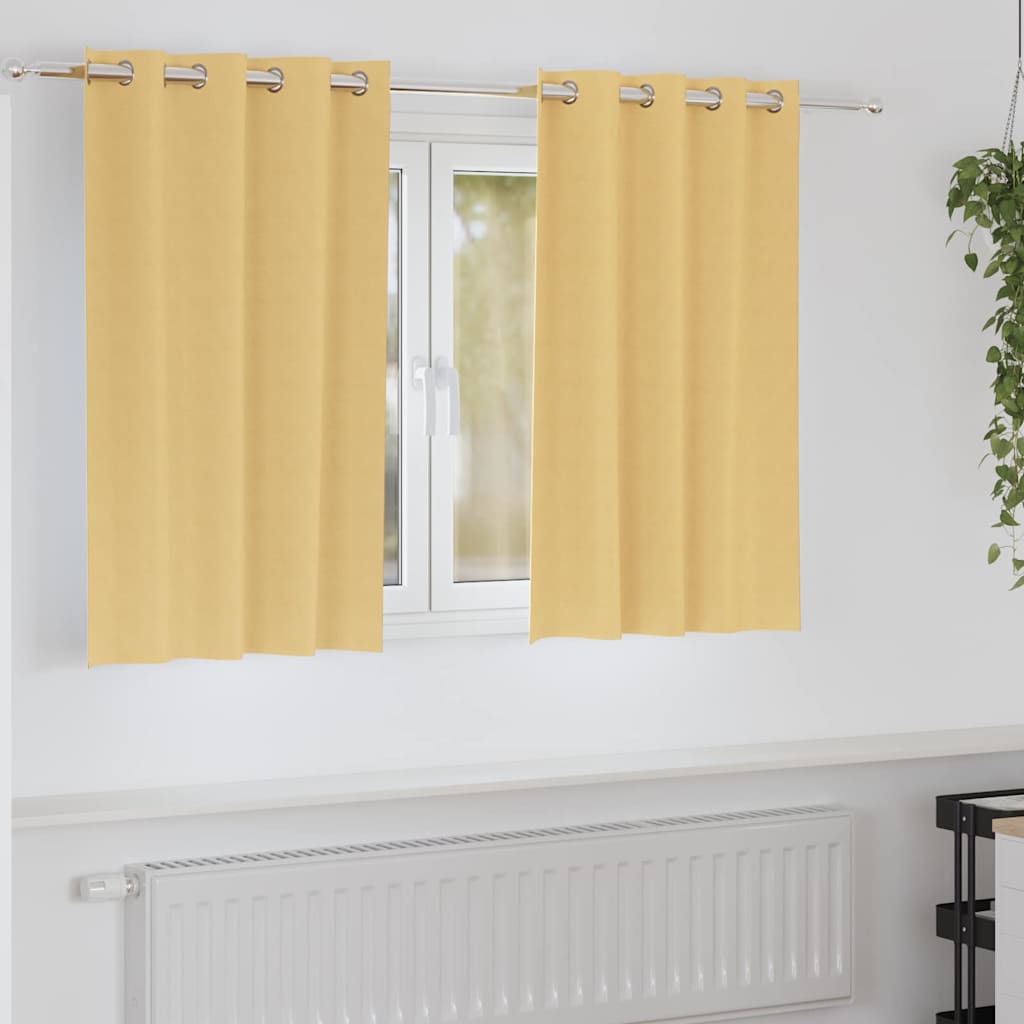 Mörkläggningsgardiner med Ringar 2 st Beige 140 x 140 cm