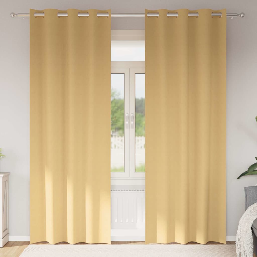Mörkläggningsgardiner med Ringar 2 st Beige 245 x 140 cm