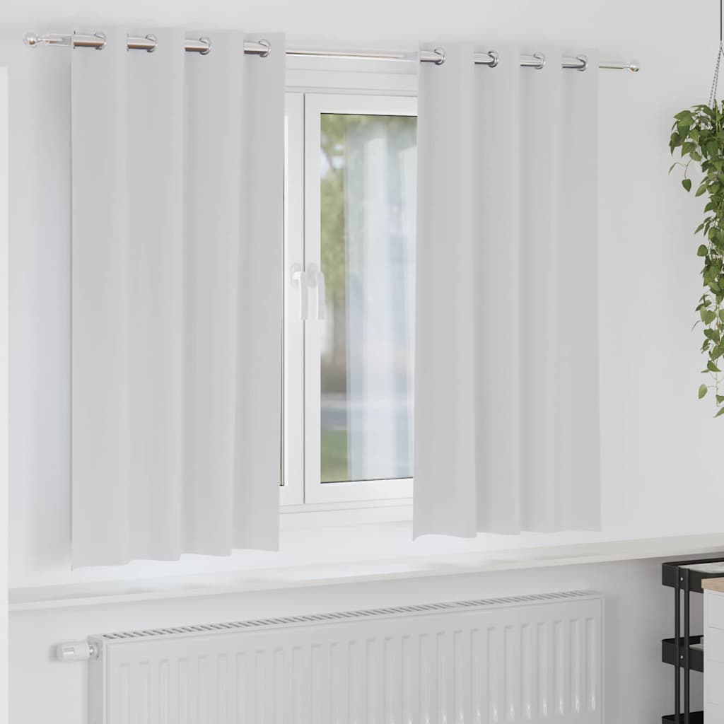 Mörkläggningsgardiner med Ringar 2 st Ljusgrå 175 x 140 cm