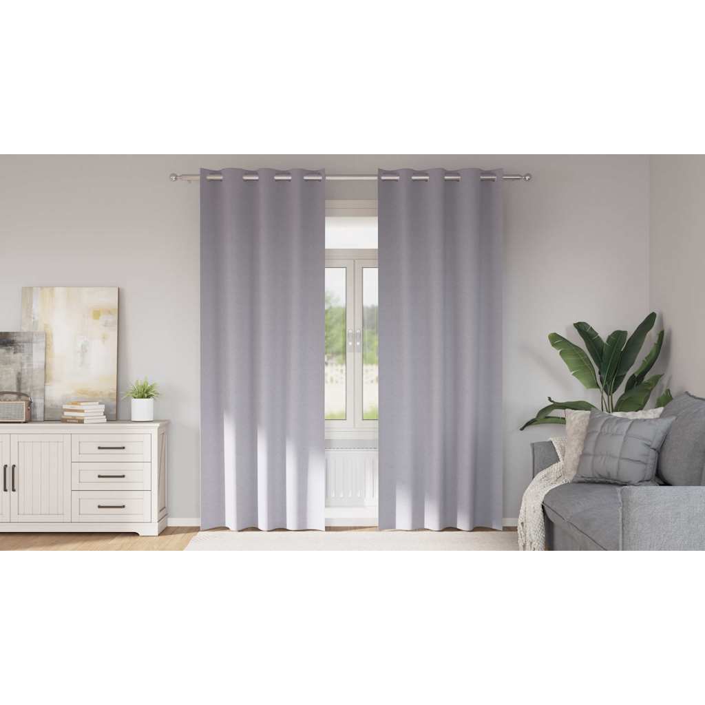 Mörkläggningsgardiner med Ringar 2 st Metallgrå 260 x 140 cm