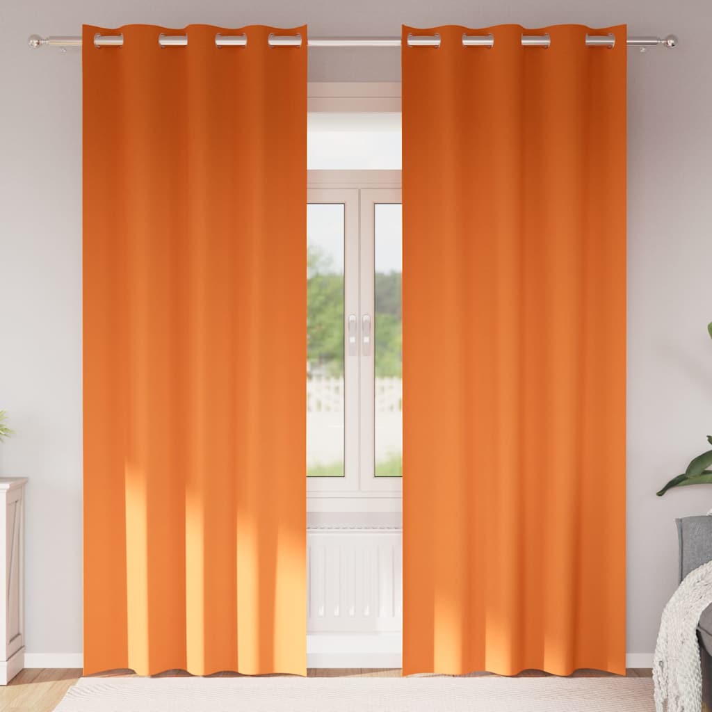 Mörkläggningsgardiner med Ringar Klart Orange Polyester