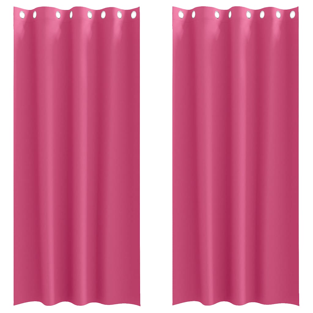 Mörkläggningsgardiner med Ringar 2 st Klart Pink 225 x 140 cm
