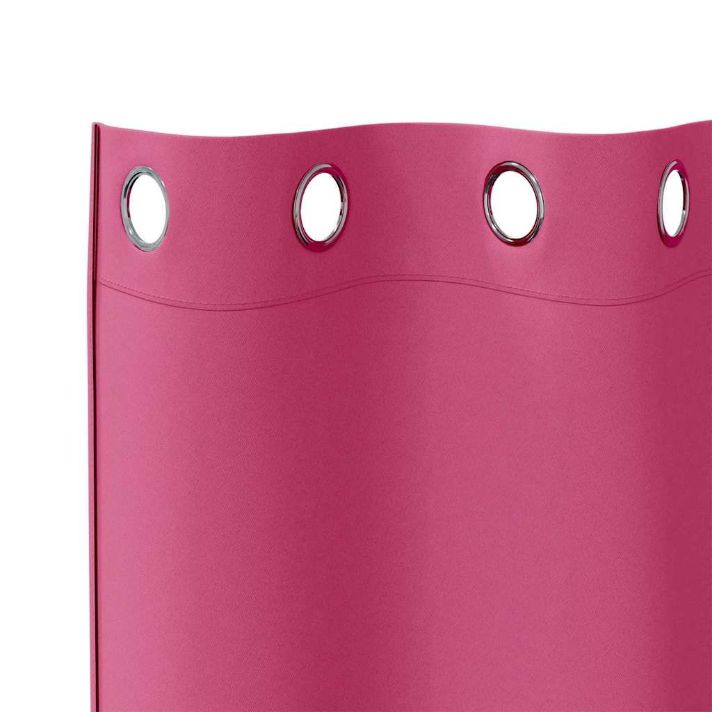 Mörkläggningsgardiner med Ringar Klart Pink Polyester