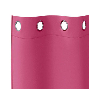 Mörkläggningsgardiner med Ringar Klart Pink Polyester