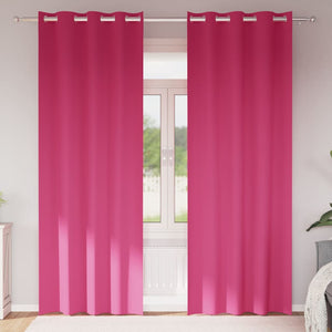 Mörkläggningsgardiner med Ringar Klart Pink Polyester