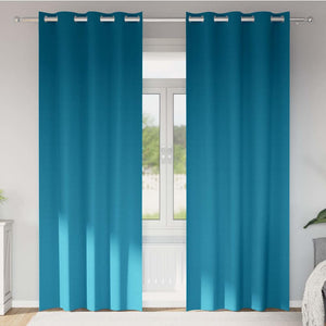 Mörkläggningsgardiner med Ringar Turkos Polyester