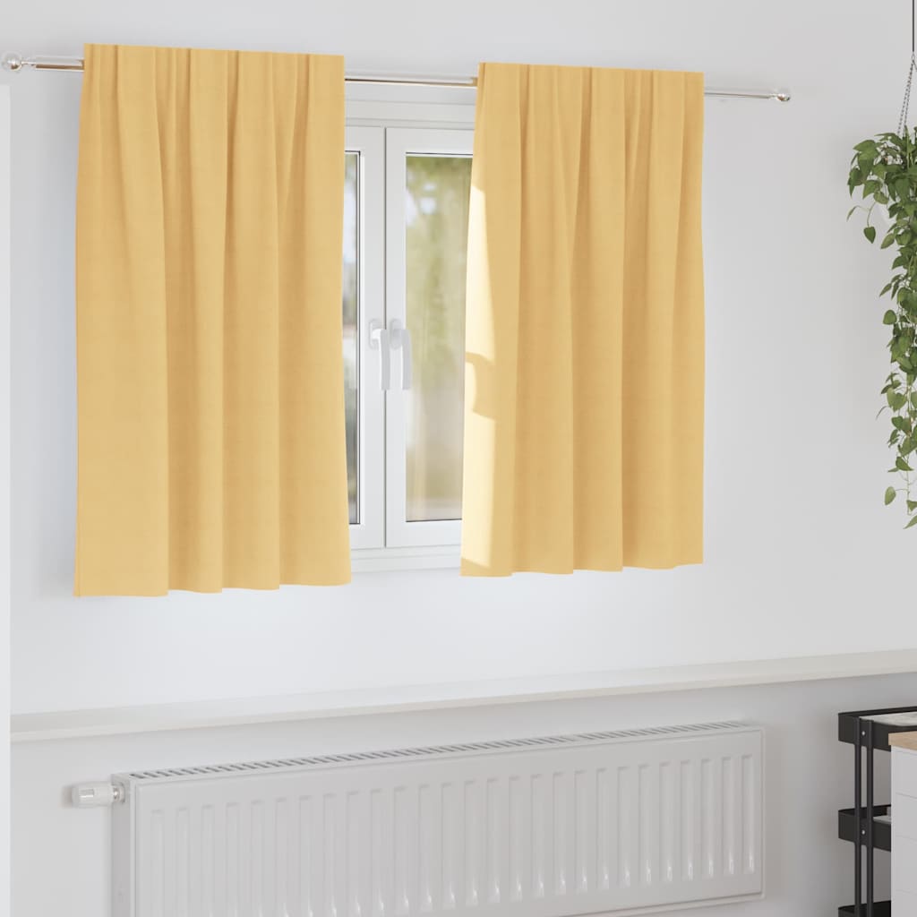 Mörkläggningsgardiner med Ringar 2 st Beige 140 x 140 cm