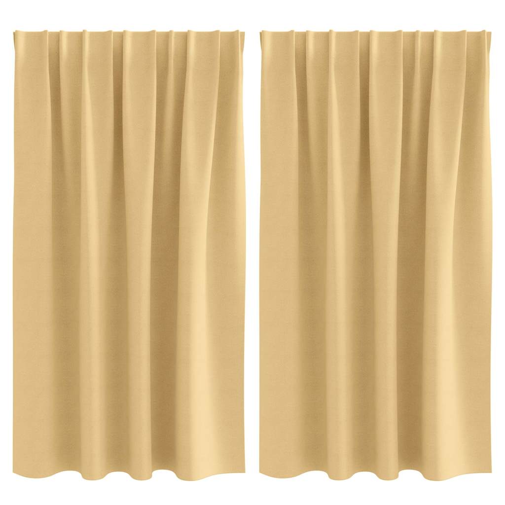 Mörkläggningsgardiner med Ringar 2 st Beige 140 x 140 cm