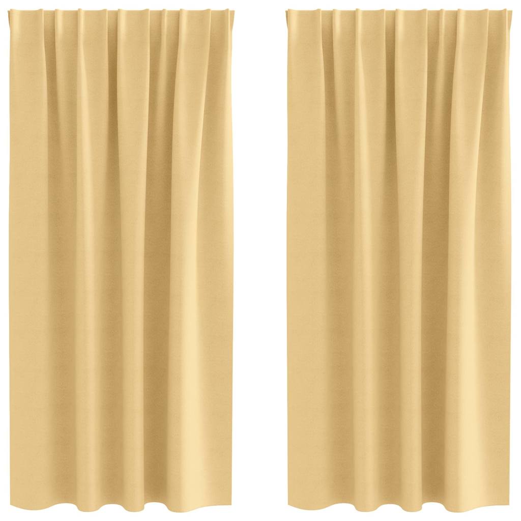 Mörkläggningsgardiner med Ringar 2 st Beige 175 x 140 cm