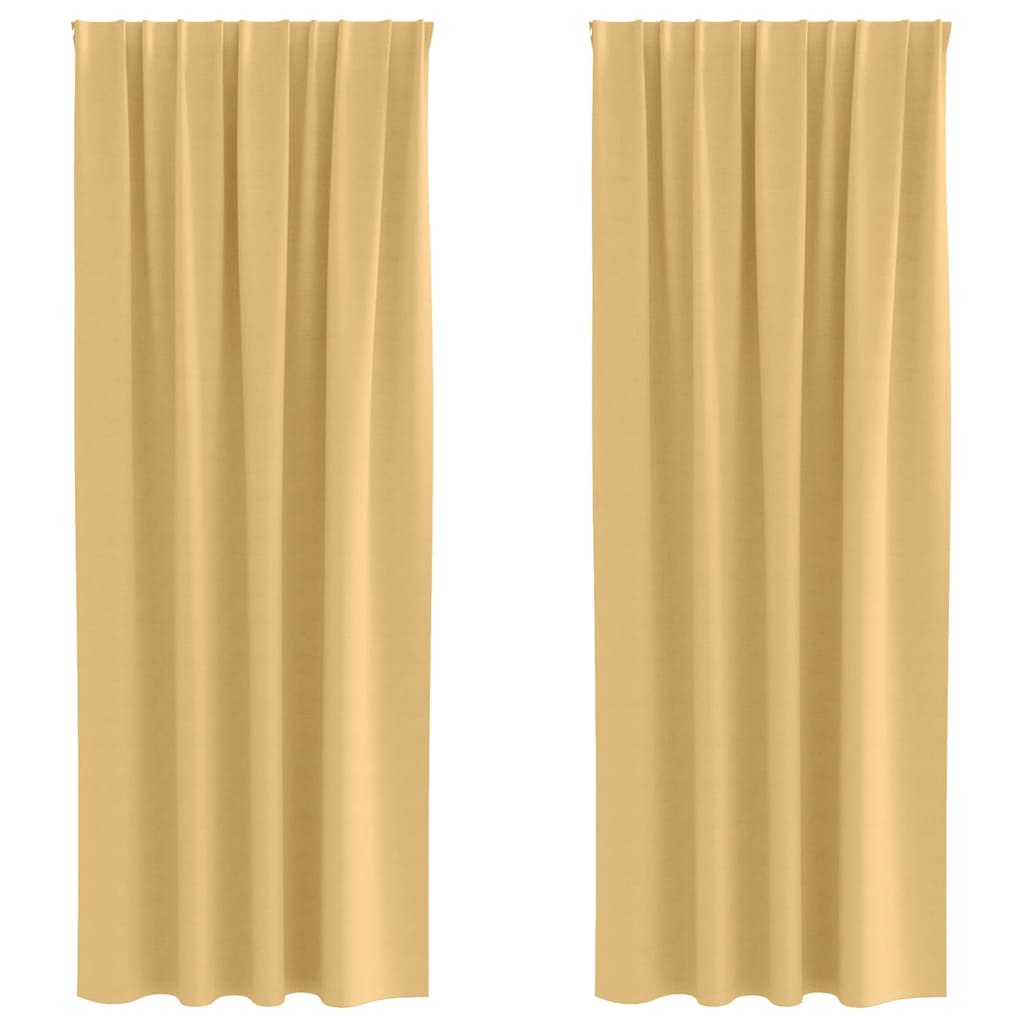 Mörkläggningsgardiner med Ringar 2 st Beige 260 x 140 cm