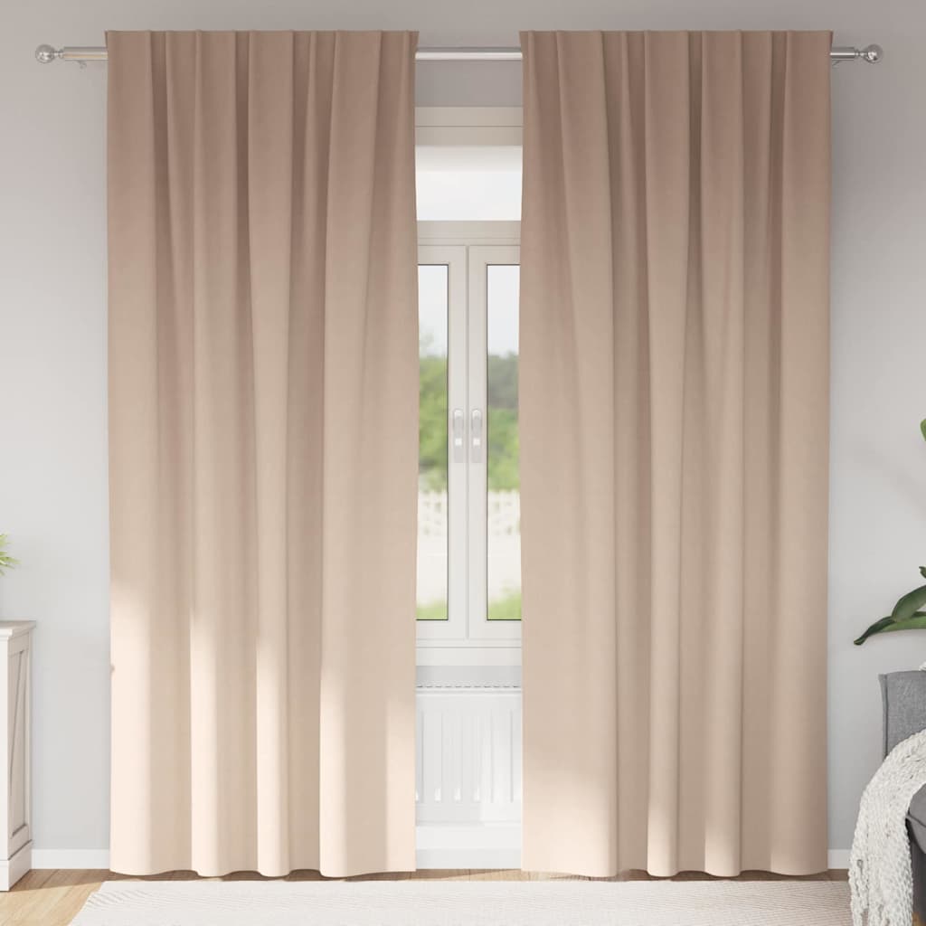 Mörkläggningsgardiner med Ringar 2 st Taupe 225 x 140 cm