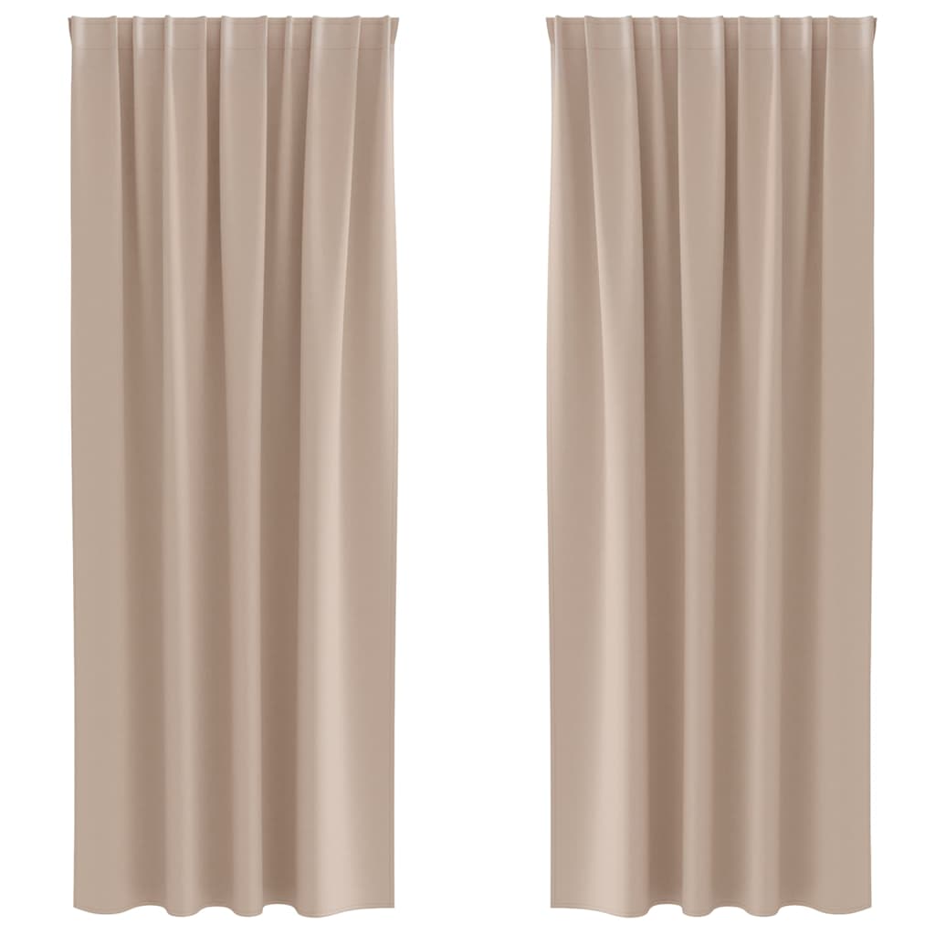 Mörkläggningsgardiner med Ringar 2 st Taupe 245 x 140 cm