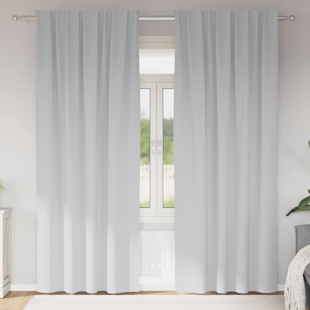 Mörkläggningsgardiner med Ringar 2 st Ljusgrå 260 x 140 cm