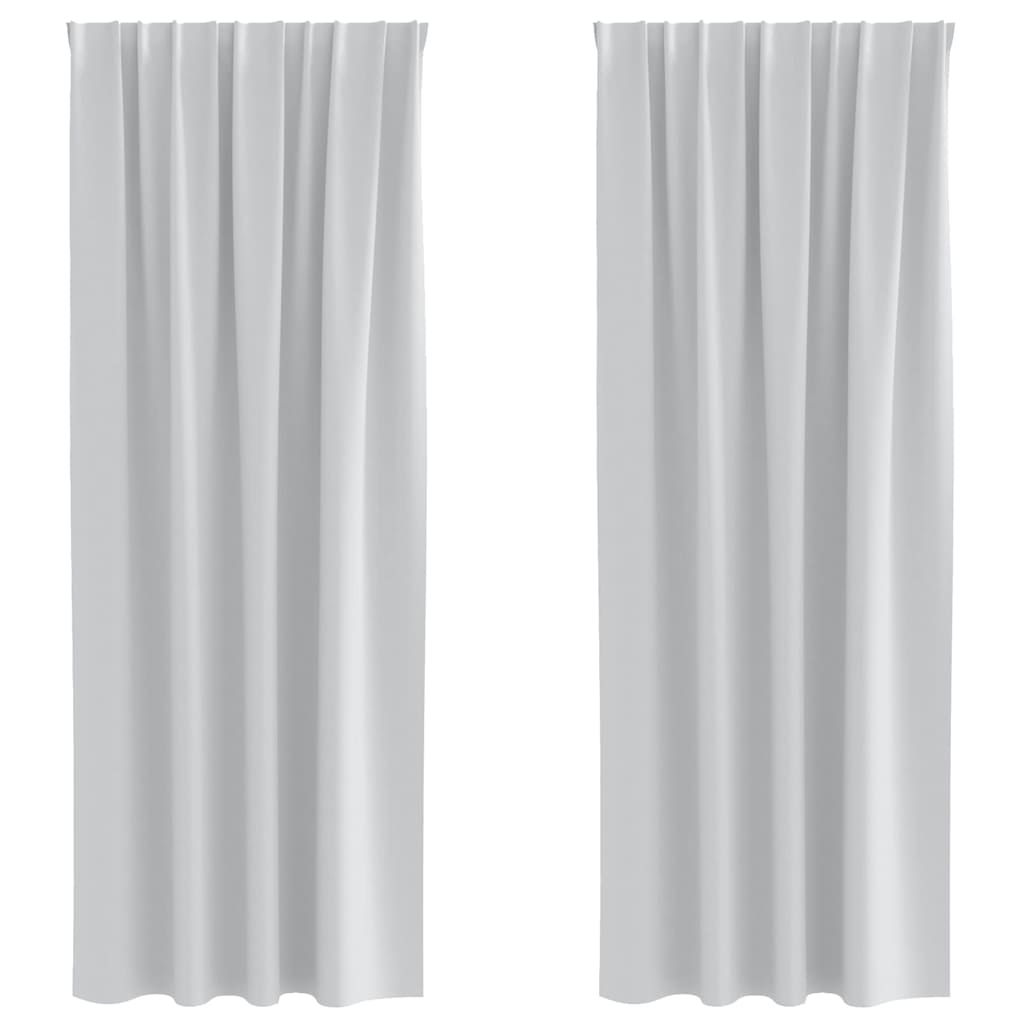 Mörkläggningsgardiner med Ringar 2 st Ljusgrå 260 x 140 cm