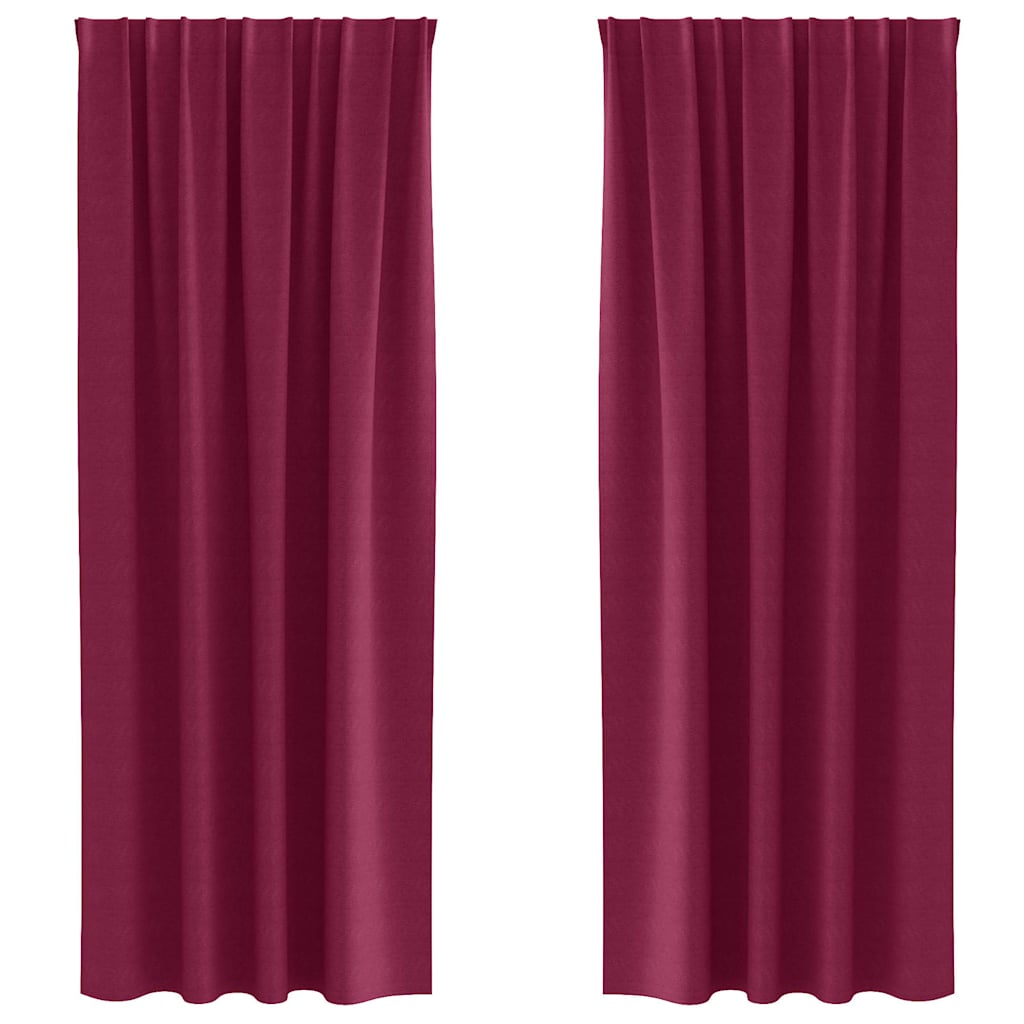 Mörkläggningsgardiner med Ringar 2 st Vinröd 260 x 140 cm