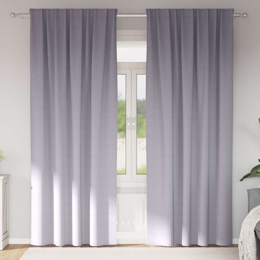 Mörkläggningsgardiner med Ringar 2 st Metallgrå 245 x 140 cm