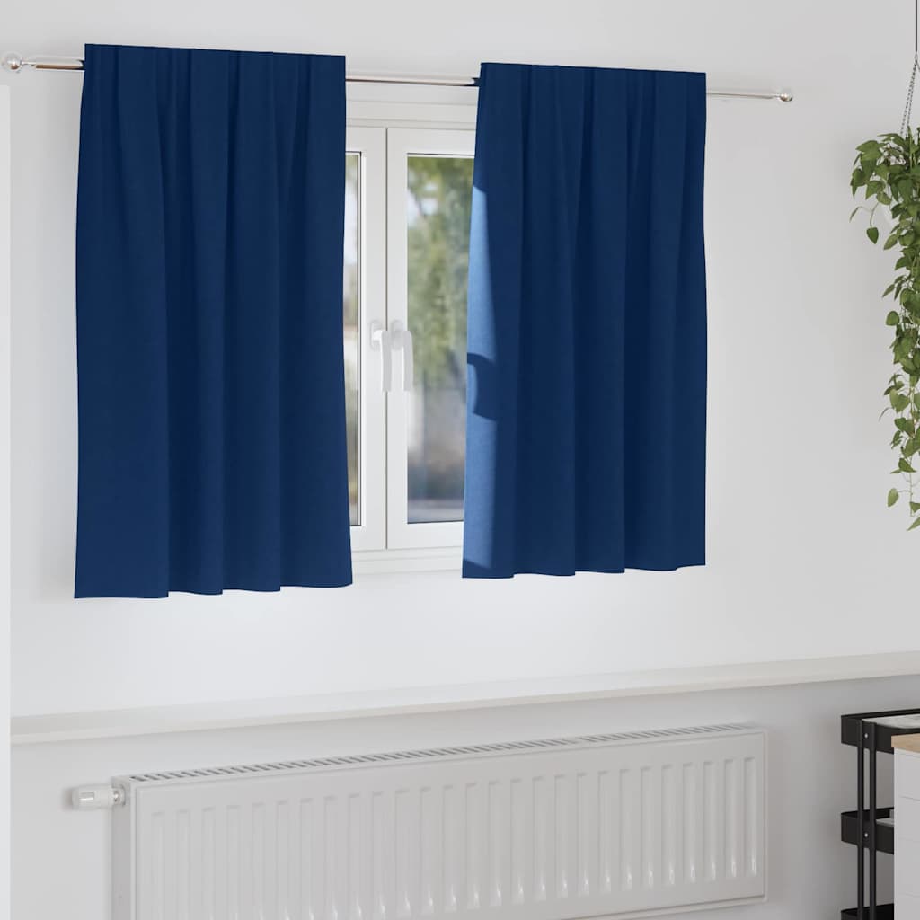 Mörkläggningsgardiner med Ringar 2 st Mörkblå 140 x 140 cm