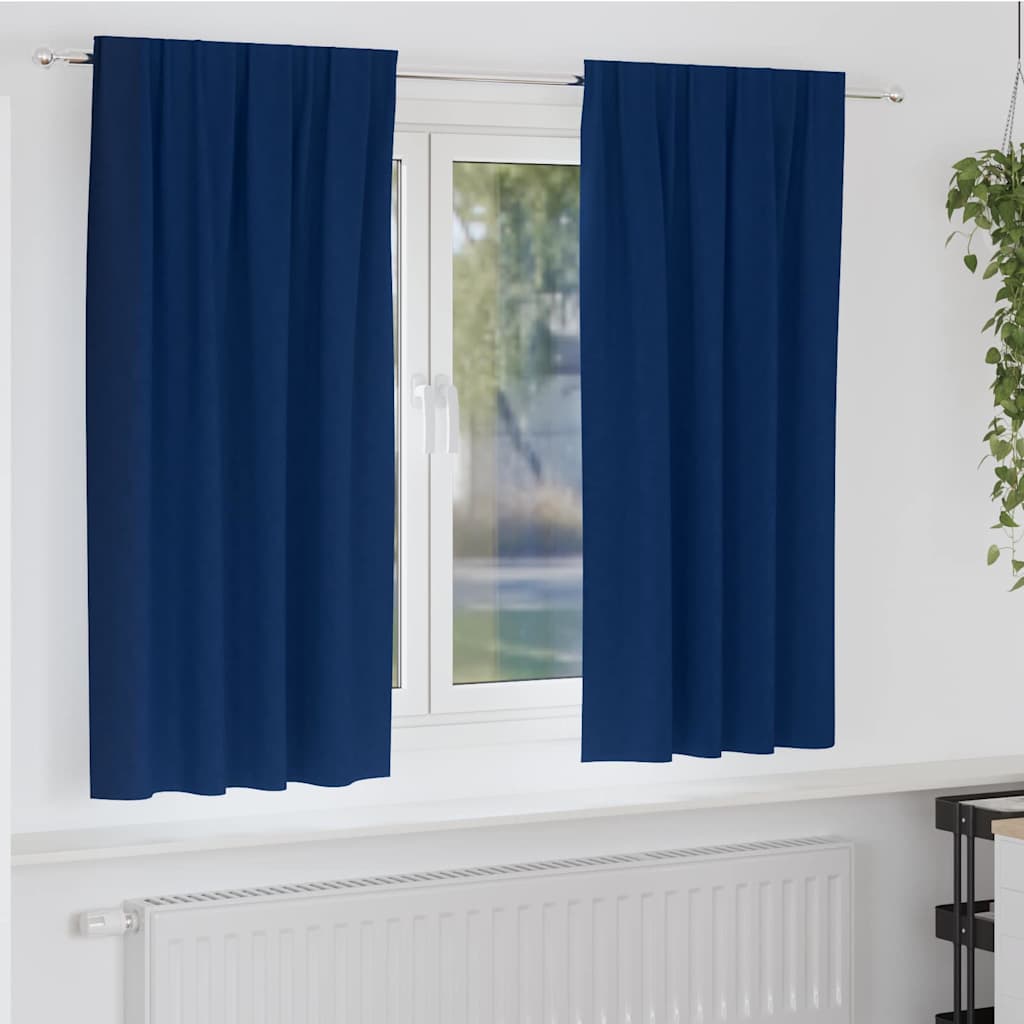 Mörkläggningsgardiner med Ringar 2 st Mörkblå 175 x 140 cm