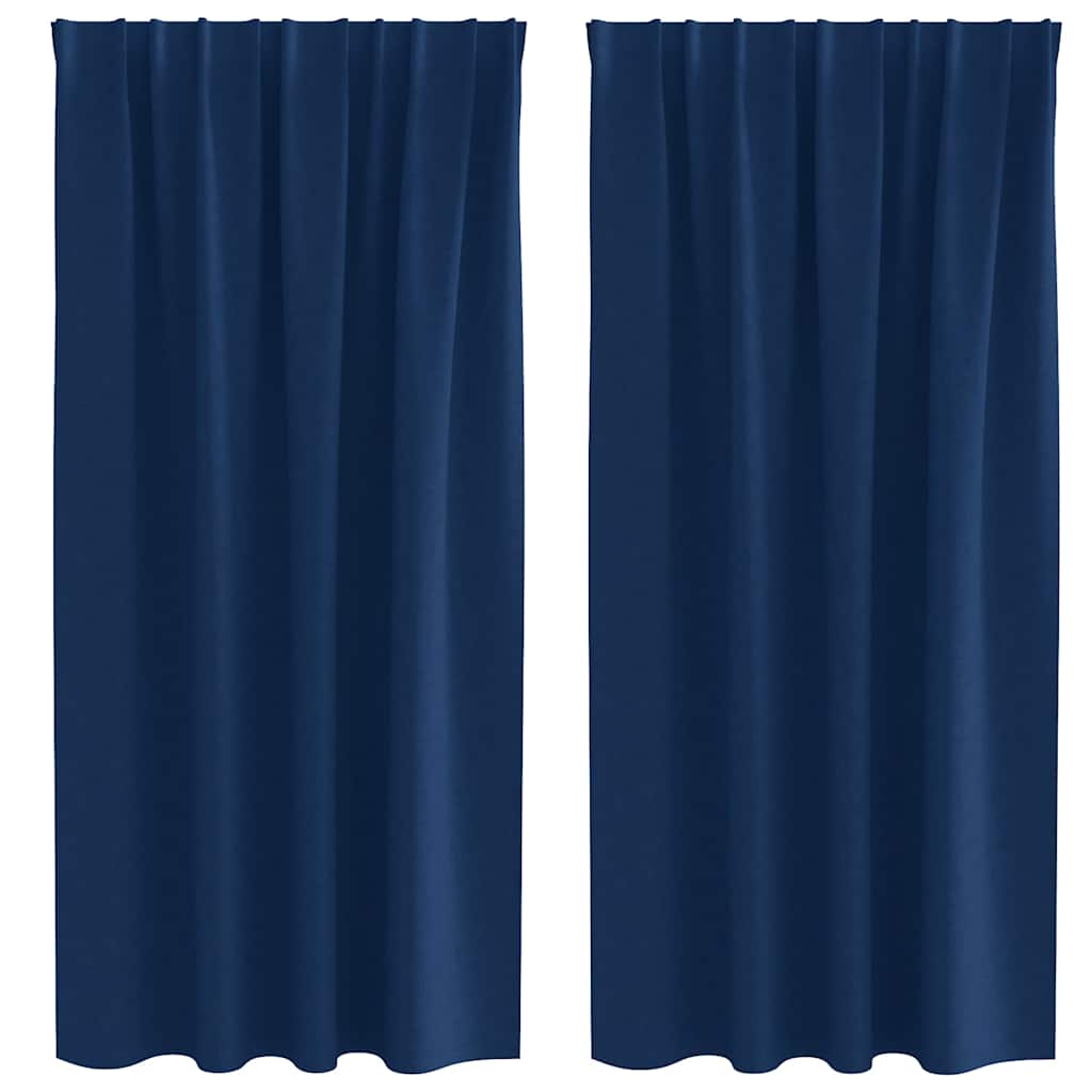 Mörkläggningsgardiner med Ringar 2 st Mörkblå 175 x 140 cm