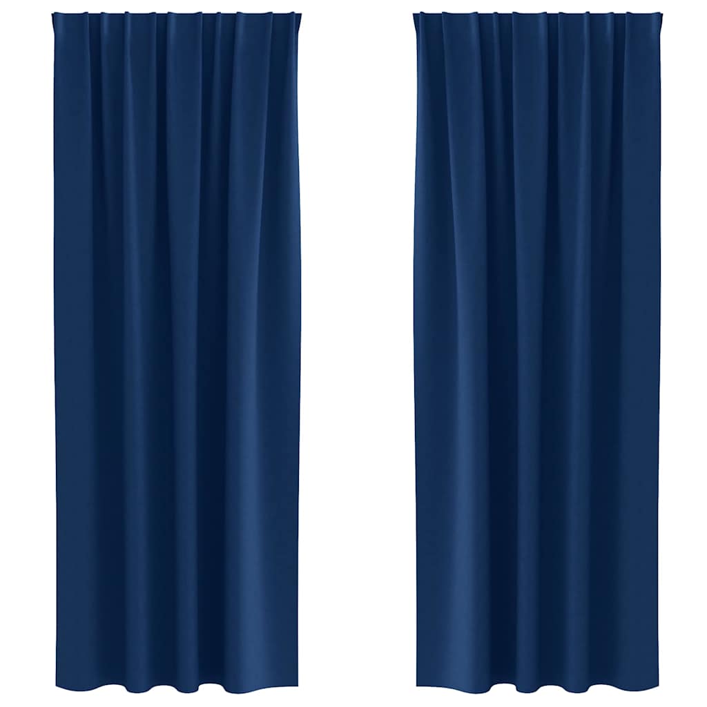 Mörkläggningsgardiner med Ringar 2 st Mörkblå 260 x 140 cm