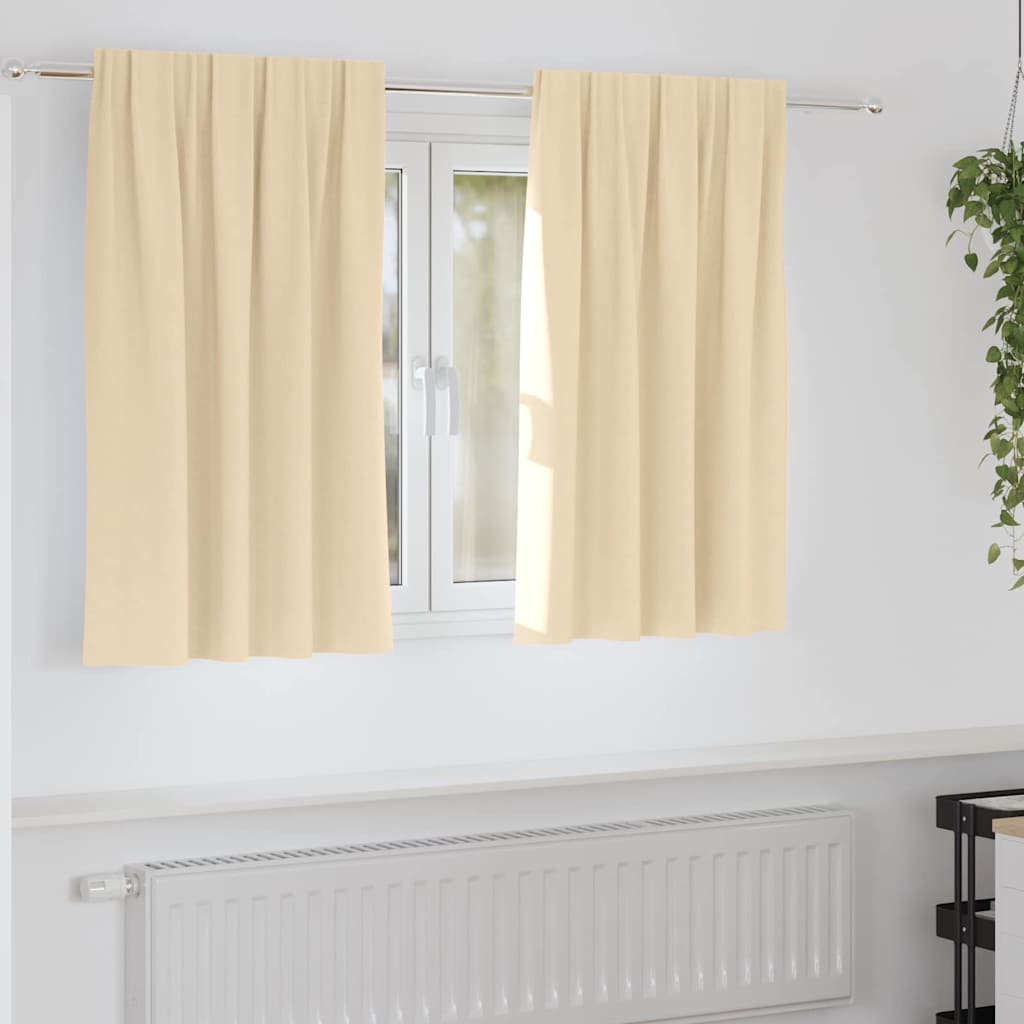 Mörkläggningsgardiner med Ringar 2 st Gräddvit 140 x 140 cm