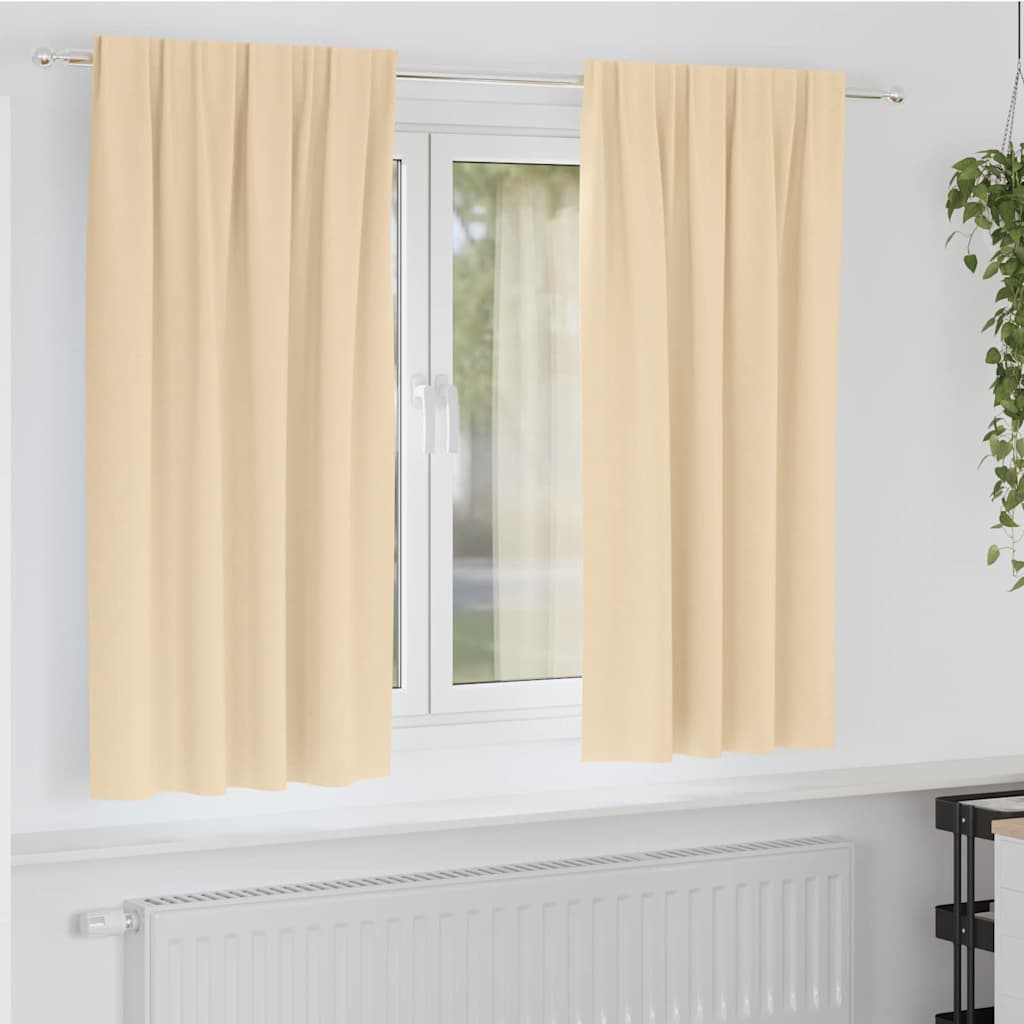 Mörkläggningsgardiner med Ringar 2 st Gräddvit 175 x 140 cm