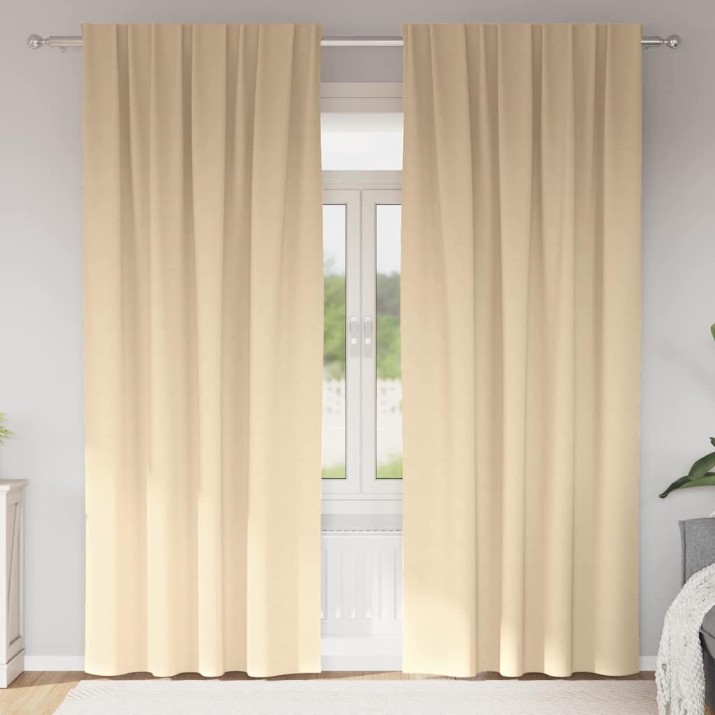 Mörkläggningsgardiner med Ringar 2 st Gräddvit 225 x 140 cm