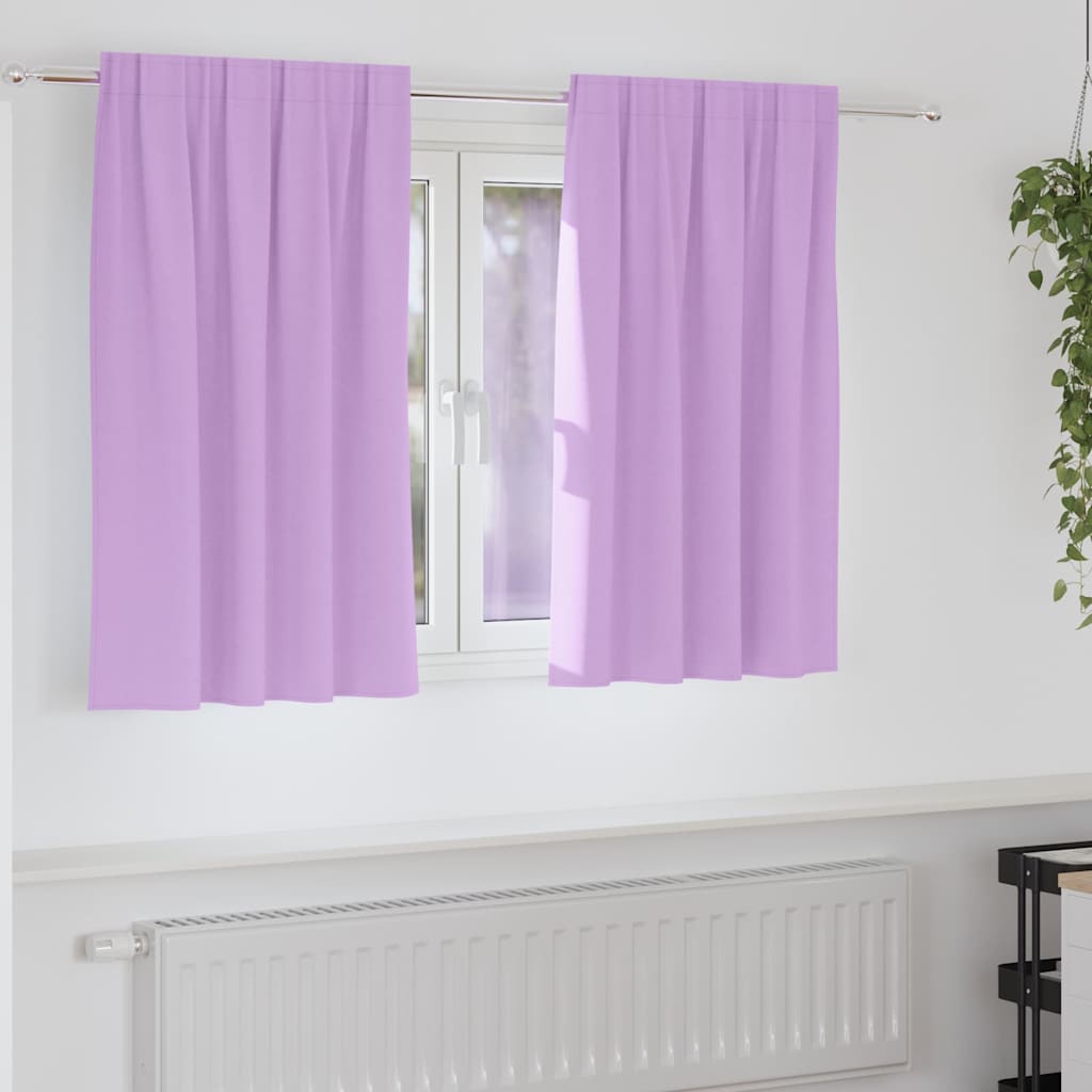 Mörkläggningsgardiner med Ringar 2 st Lila 140 x 140 cm