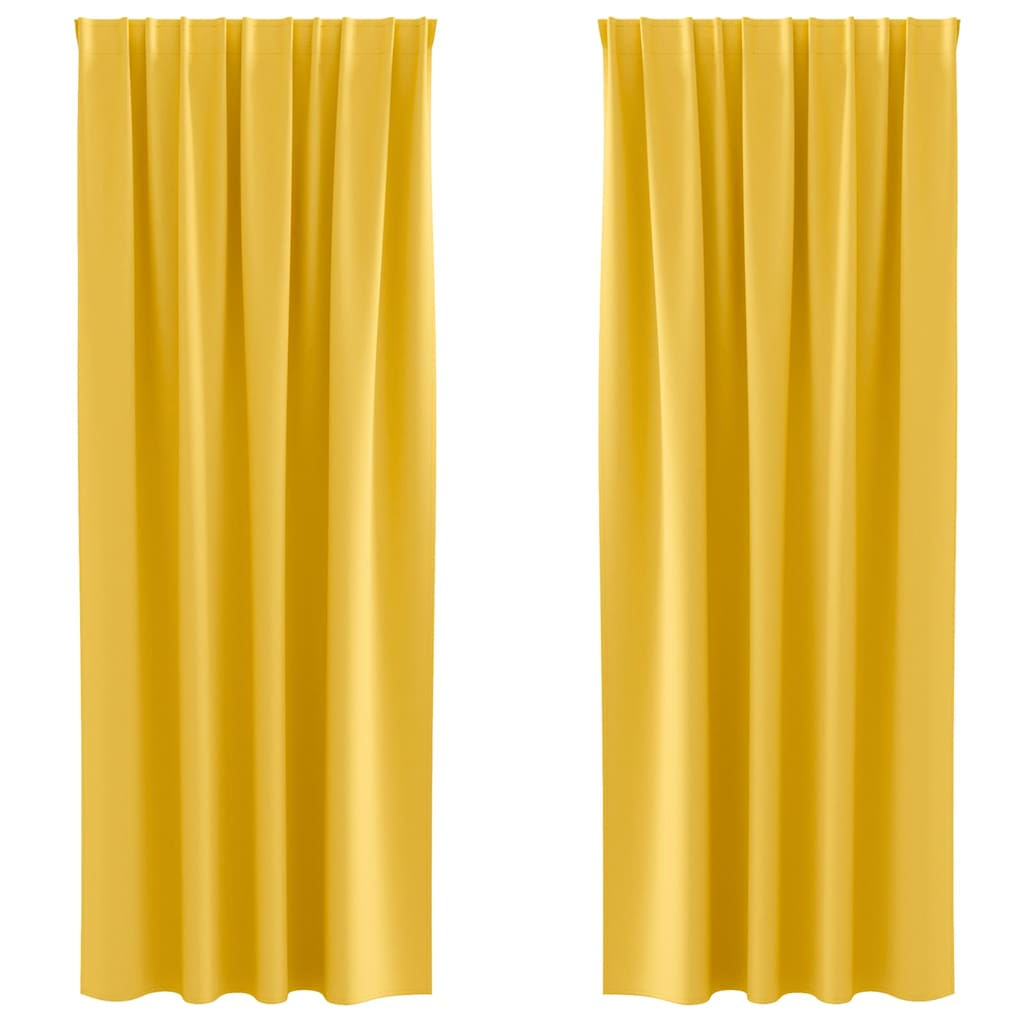 Mörkläggningsgardiner med Ringar 2 st Senapsgul 245 x 140 cm