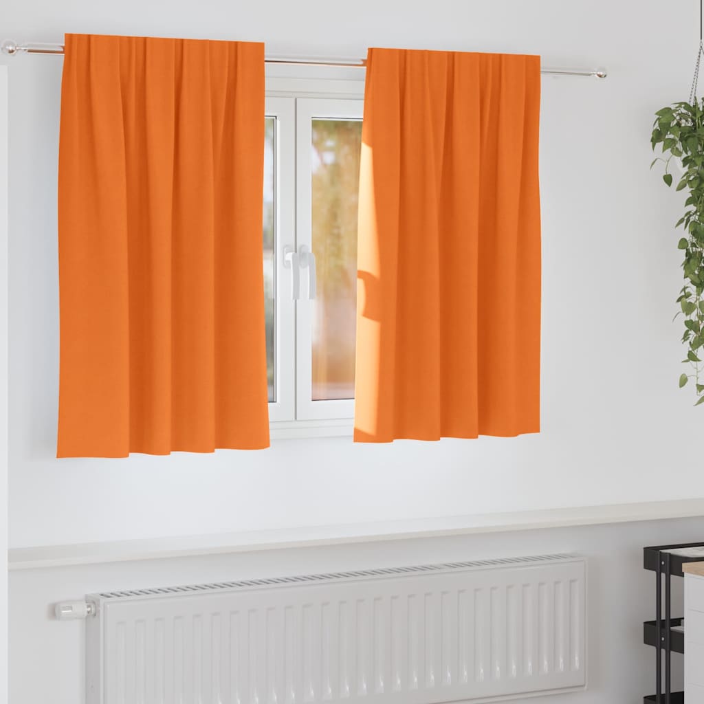 Mörkläggningsgardiner med Ringar 2 st Klart Orange 140 x 140 cm