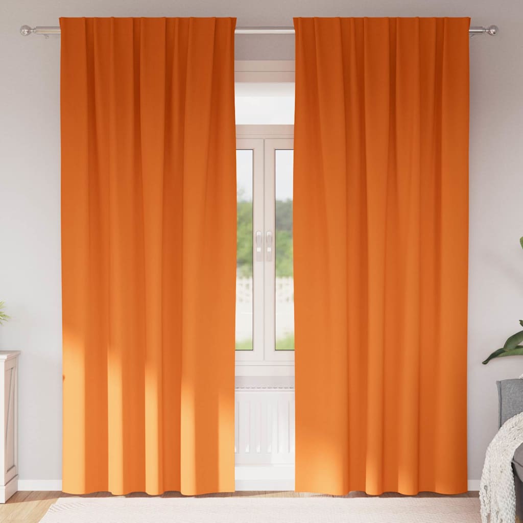 Mörkläggningsgardiner med Ringar 2 st Klart Orange 225 x 140 cm