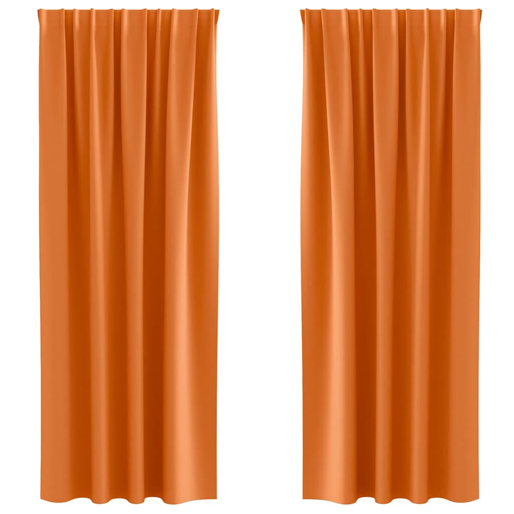 Mörkläggningsgardiner med Ringar 2 st Klart Orange 225 x 140 cm