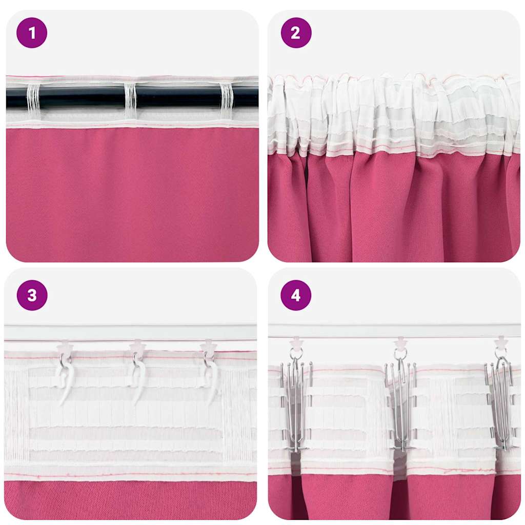 Mörkläggningsgardiner med Ringar 2 pcs Klart Pink 140 x 140 cm