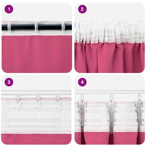 Mörkläggningsgardiner med Ringar 2 pcs Klart Pink 140 x 140 cm