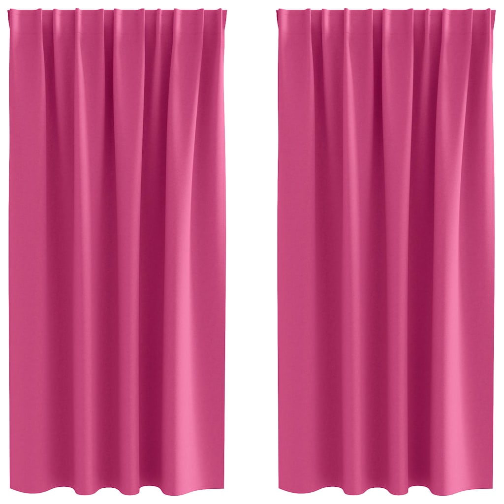 Mörkläggningsgardiner med Ringar 2 st Klart Pink 175 x 140 cm
