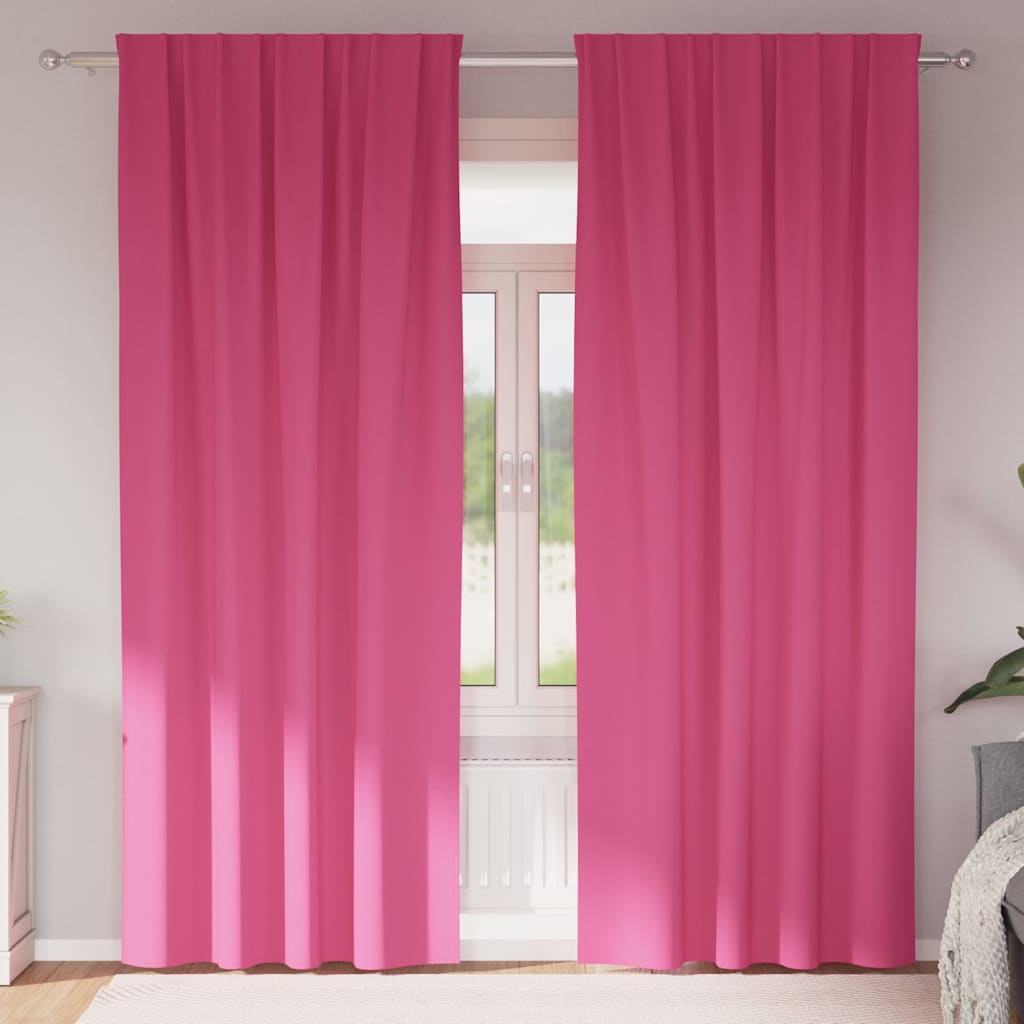 Mörkläggningsgardiner med Ringar 2 pcs Klart Pink 260 x 140 cm