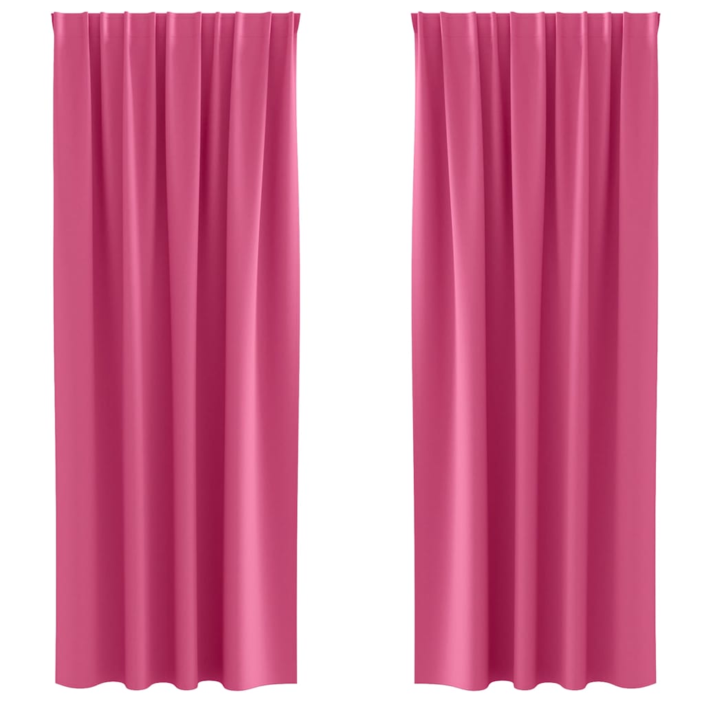 Mörkläggningsgardiner med Ringar 2 pcs Klart Pink 260 x 140 cm
