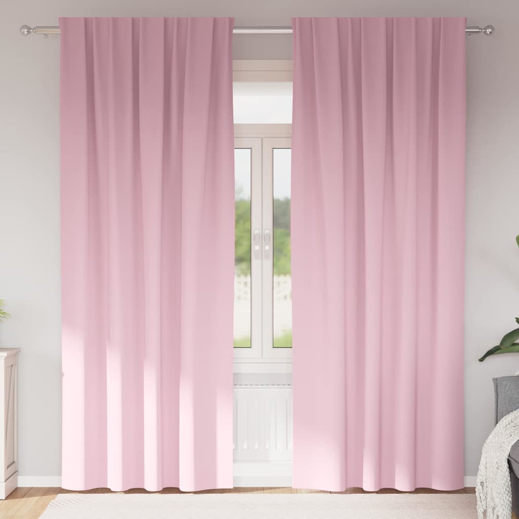 Mörkläggningsgardiner med Ringar 2 st Babyrosa 225 x 140 cm
