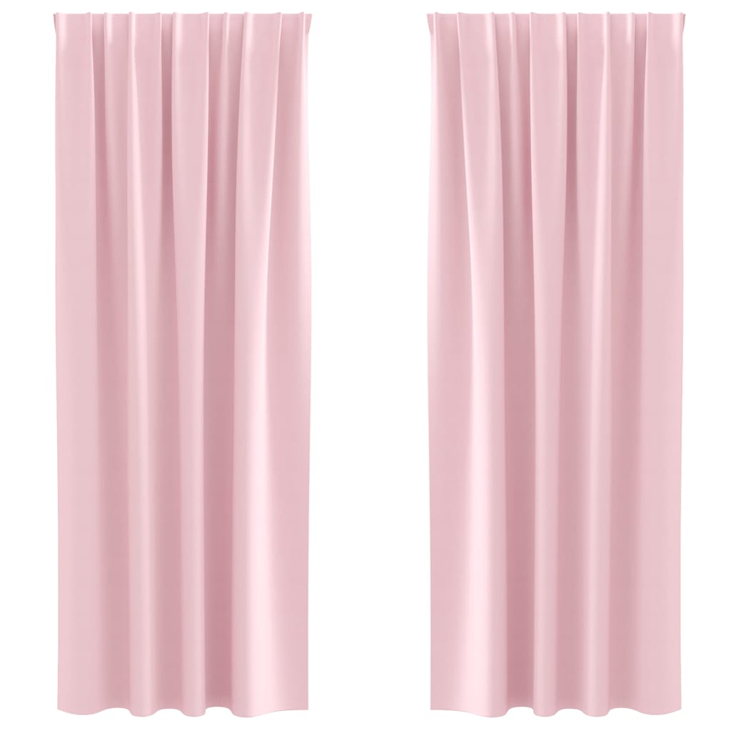 Mörkläggningsgardiner med Ringar 2 st Babyrosa 225 x 140 cm