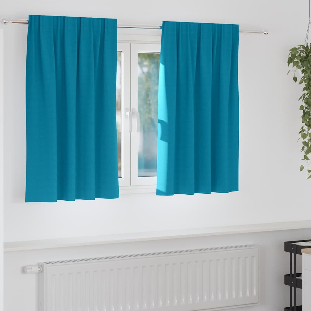 Mörkläggningsgardiner med Ringar 2 st Turkos 140 x 140 cm