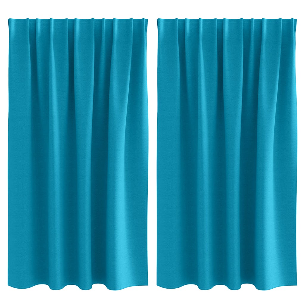 Mörkläggningsgardiner med Ringar 2 st Turkos 140 x 140 cm