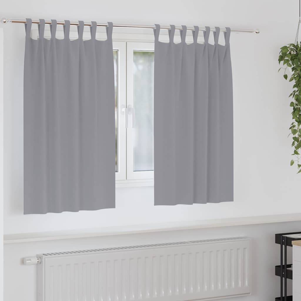 Mörkläggningsgardiner med Ringar 2 st Ljusgrå 140 x 140 cm