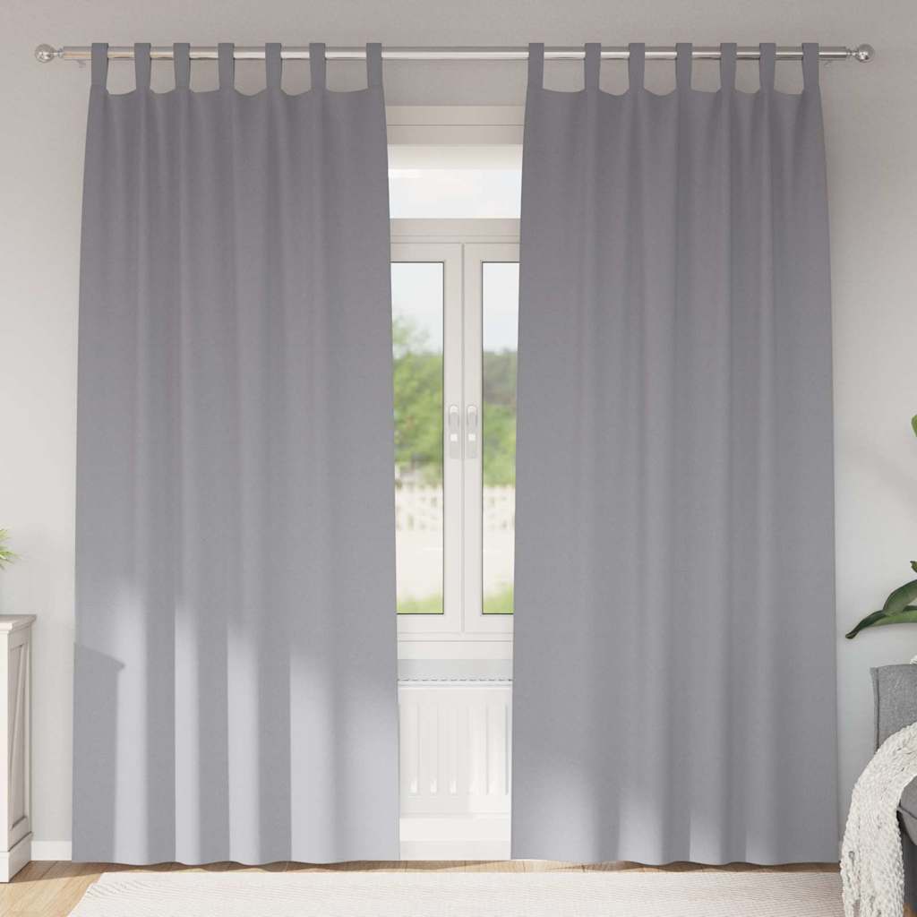 Mörkläggningsgardiner med Ringar 2 st Ljusgrå 225 x 140 cm