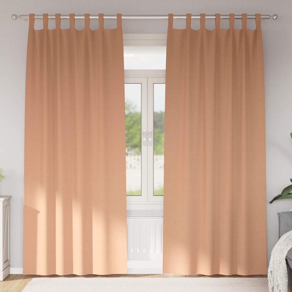 Mörkläggningsgardiner med Ringar 2 st Ljusbrun 245 x 140 cm