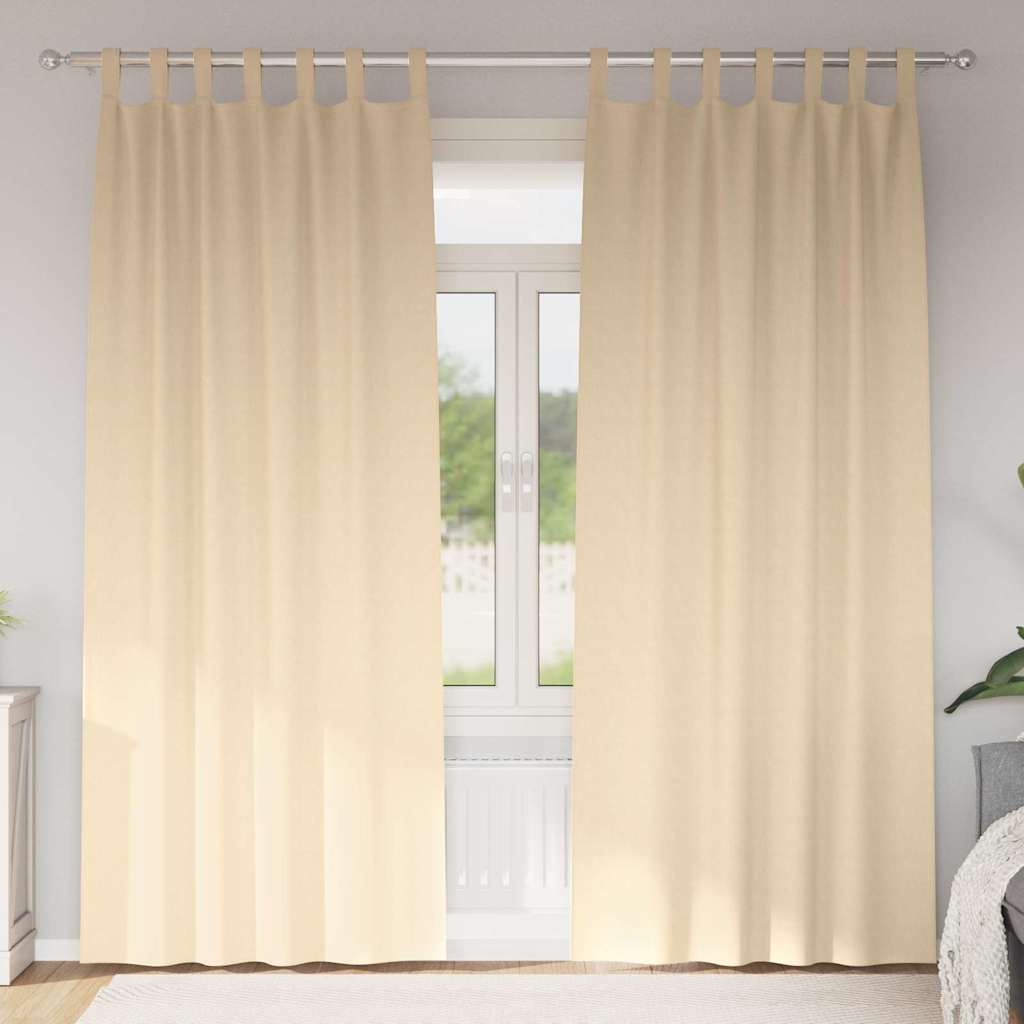 Mörkläggningsgardiner med Ringar 2 st Gräddvit 225 x 140 cm