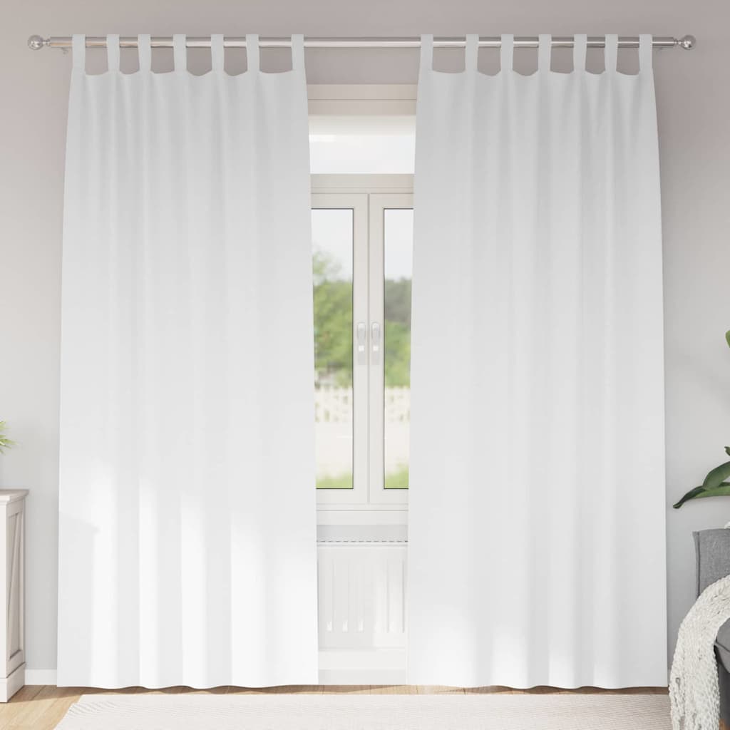 Mörkläggningsgardiner med Ringar 2 st Ren Vit 225 x 140 cm