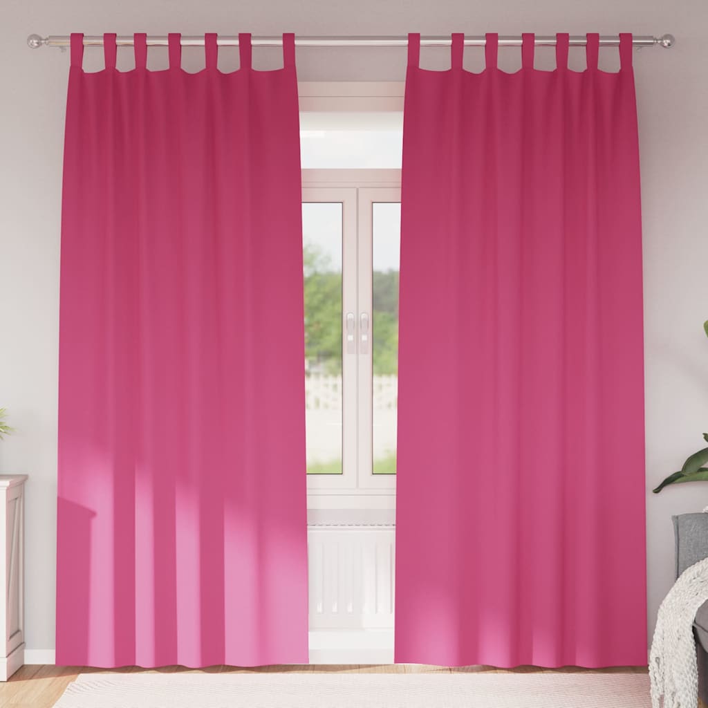 Mörkläggningsgardiner med Ringar 2 pcs Klart Pink 225 x 140 cm